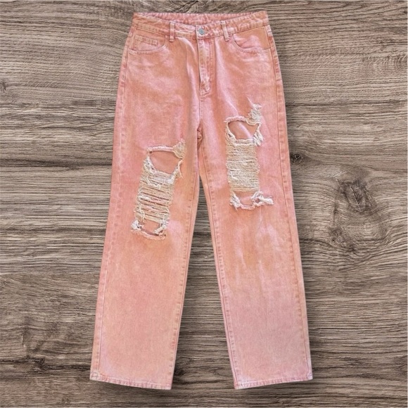 Distressed Pink Jeans - Picture 1 of 2